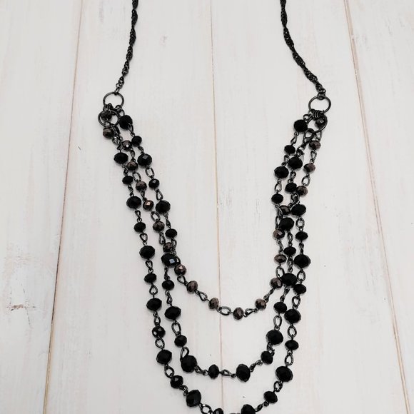 Premier Designs Multi Strand Hematite and Bead Necklace - Picture 2 of 3